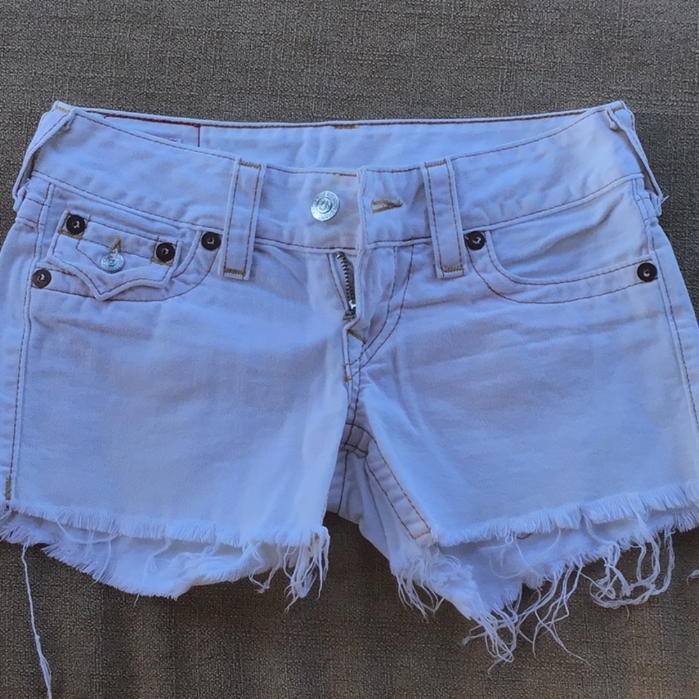 True Religion Keira White Cutoff Shorts